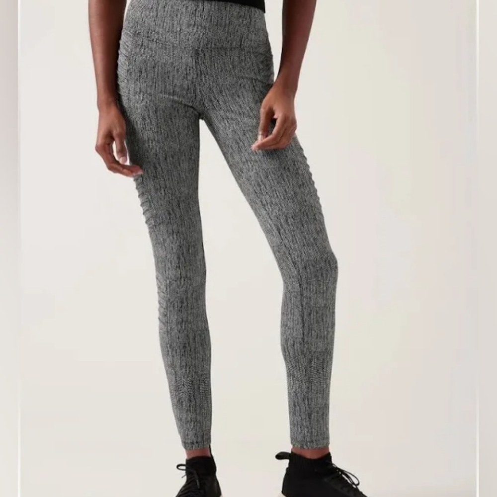 Athleta Delancey Textured Moto Tight - large, black & white
